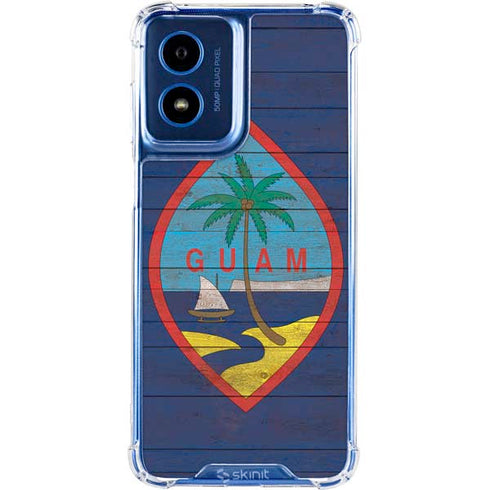 Guam Flag Dark Wood Moto G 5G (2024) Clear Case